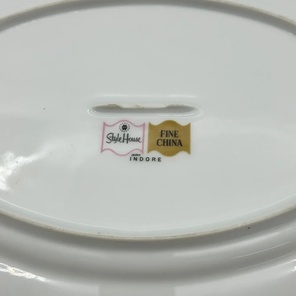 Vintage‎ Style House Fine China Japan Indore Yellow Floral Oval Platter 12